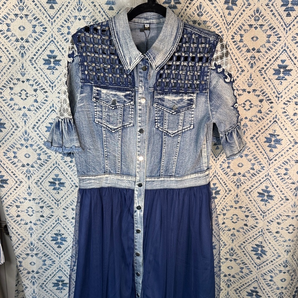 NWT French Denim Blue Midi Dress